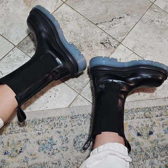 Leather Tire Black Transparent Chunky Boot Size 39 - Picture 2 of 14